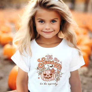 Cute Pink Pumpkin Halloween Retro Name Toddler T-shirt