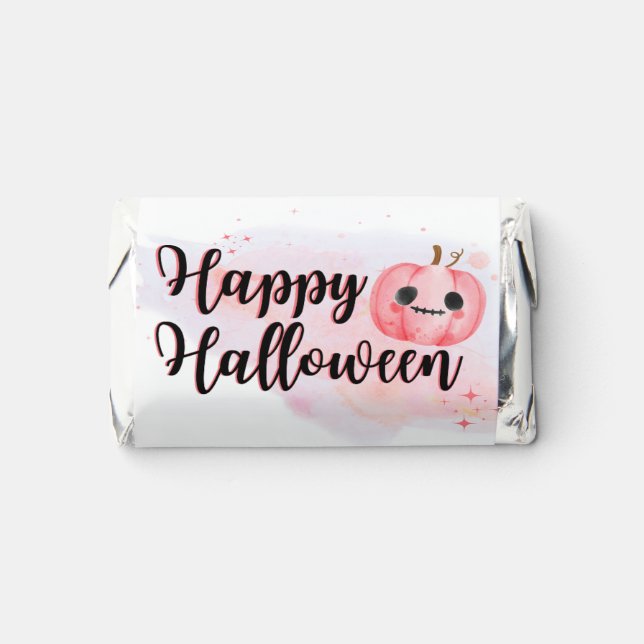 Cute pink pumpkin happy halloween trick or treat  hershey's miniatures (Front)