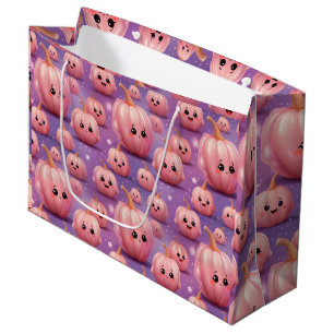 Cute Pink Pumpkin pattern kids halloween Large Gift Bag