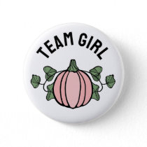 Cute Pink Pumpkin Team Girl Gender Reveal Button