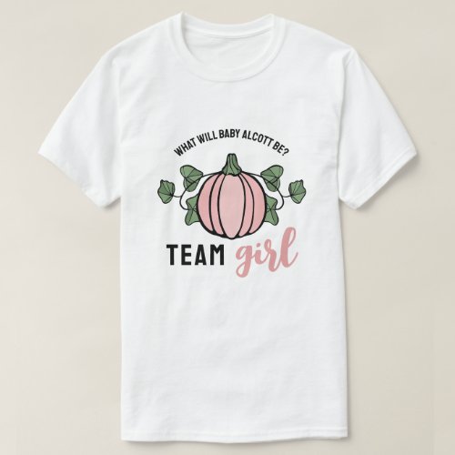 Cute Pink Pumpkin Team Girl Gender Reveal T_Shirt