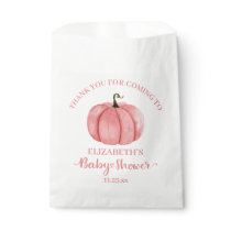 Cute Pink Pumpkin Thank You Baby Shower Favor Bag