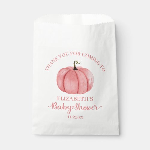 Cute Pink Pumpkin Thank You Baby Shower Favor Bag