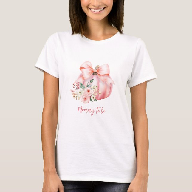Cute Pink Pumpkins Mommy to be T-Shirt (Front)