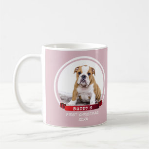 Cute Pink Puppy 1st Christmas Dog Photo Mug