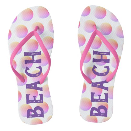 Cute Pink Purple Abstract Polka Dots Personalized  Flip Flops