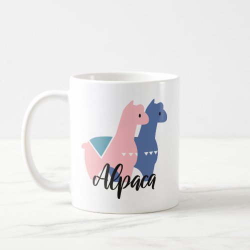 Cute Pink Purple Alpaca Illustration Coffee Mug