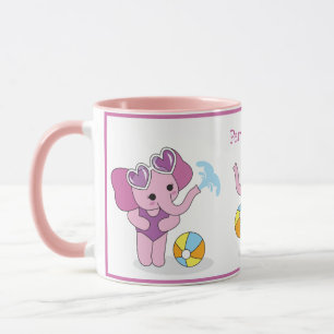 Cute Pink & Purple Baby Elephants Personalize Mug