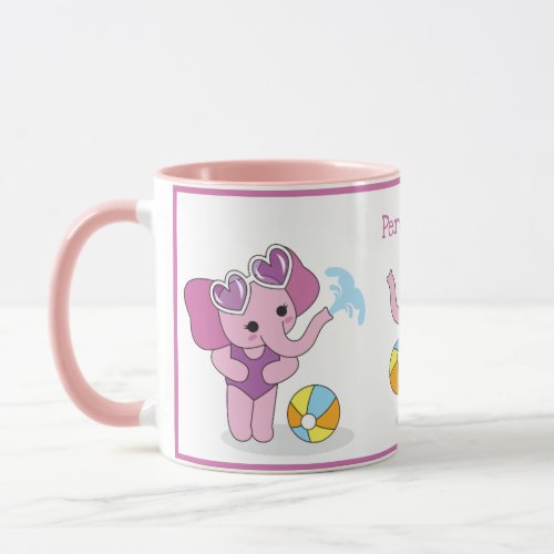 Cute Pink  Purple Baby Elephants Personalize Mug