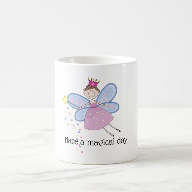 Cute pink purple blue fairy cartoon personalized coffee mug (Center)