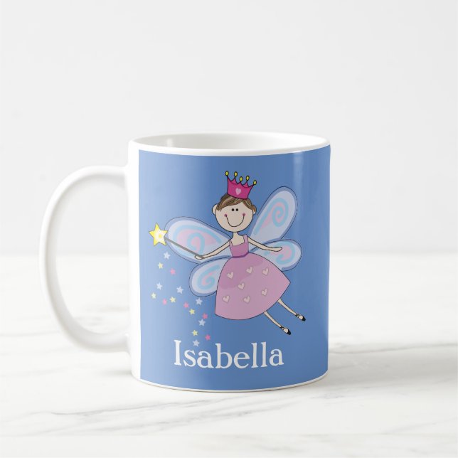Cute Pink Purple Blue Fairy Cartoon Personalized Coffee Mug (Left)