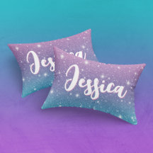 Cute Pink Purple Blue Faux Glitter Sparkles Name