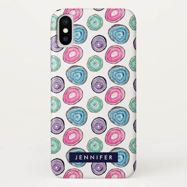 Cute pink purple blue geode pattern personalized Case-Mate iPhone case (Back)