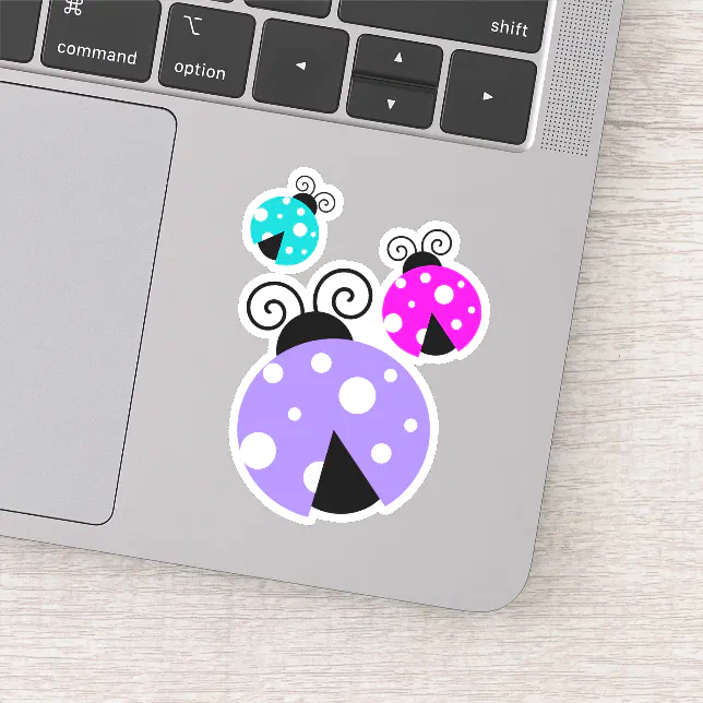 Cute Pink Purple Blue Ladybugs Illustration Sticker | Zazzle
