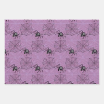 Cute PInk Purple Cat Spider Wrapping Paper Set- 3
