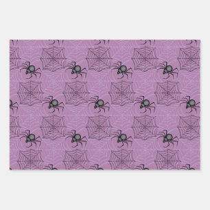 Cute PInk Purple Cat Spider Wrapping Paper Set- 3