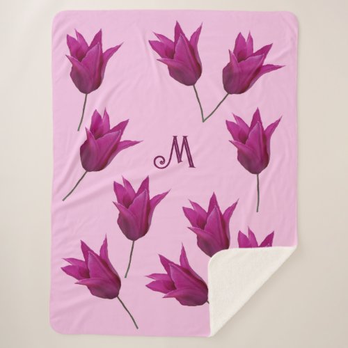 Cute pink purple Dutch tulip flowers blanket 