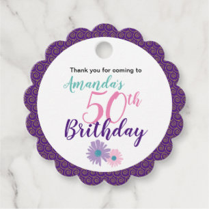 Cute Pink Purple Floral Favor Tags