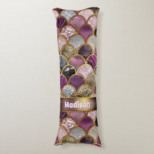 Cute pink purple gold mermaid scales body pillow