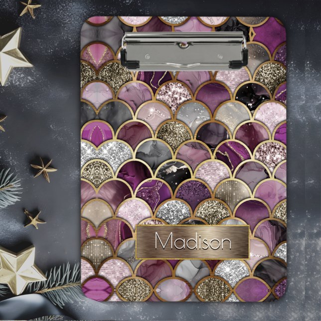 Cute pink purple gold mermaid scales clipboard (Creator Uploaded)