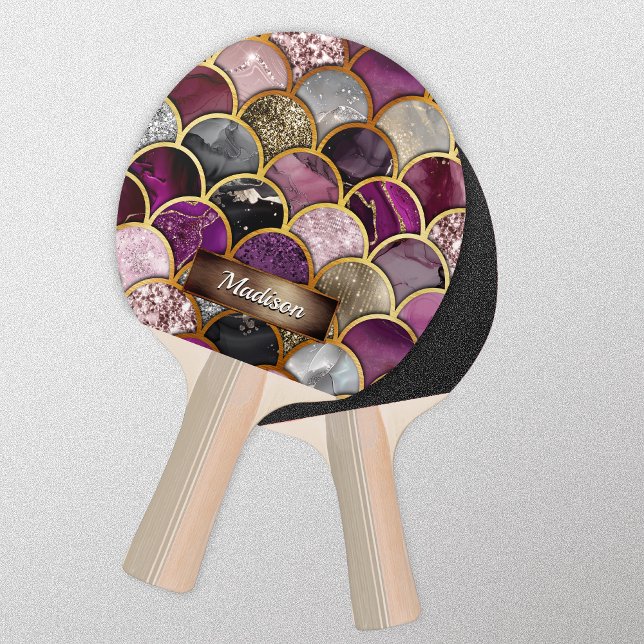 Cute pink purple gold mermaid scales ping pong paddle (Creator Uploaded)
