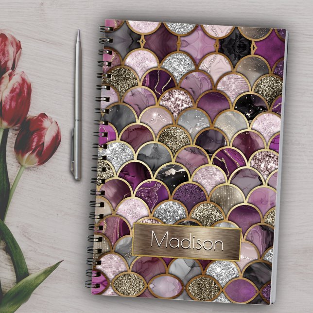 Cute pink purple gold mermaid scales sketchbook notebook (Creator Uploaded)