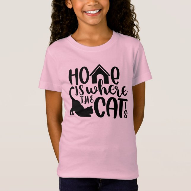 Cute Pink & Purple Hearts Paw Pattern Custom Name T-Shirt (Front)