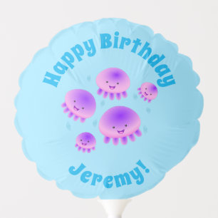 Cute pink purple jellyfish kawaii cartoon balloon