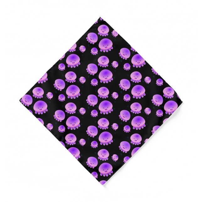 Cute pink purple jellyfish kawaii cartoon  bandana (Front)