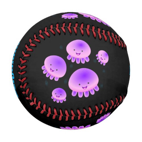 Cute pink purple jellyfish kawaii cartoon baseball