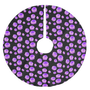 Cute pink purple jellyfish kawaii cartoon brushed polyester tree skirt