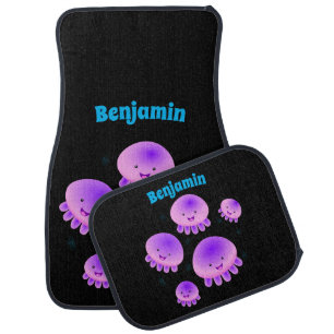 Cute pink purple jellyfish kawaii cartoon  car floor mat