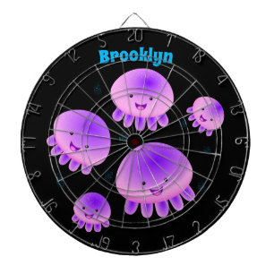 Cute pink purple jellyfish kawaii cartoon dart board
