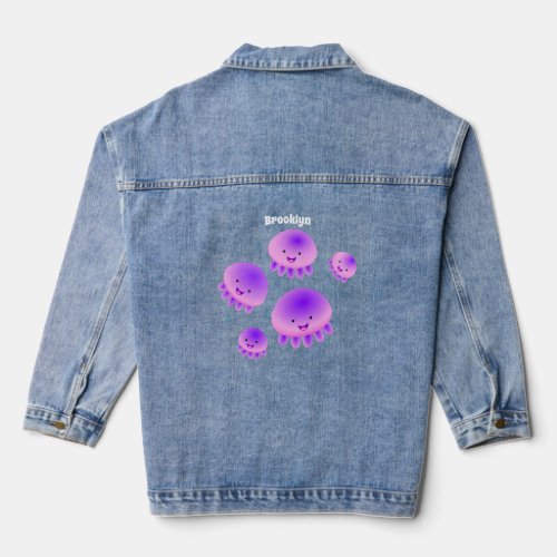 Cute pink purple jellyfish kawaii cartoon denim jacket