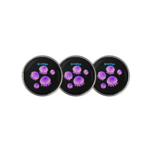 Cute pink purple jellyfish kawaii cartoon golf ball marker