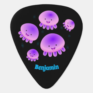 Cute pink purple jellyfish kawaii cartoon guitar pick