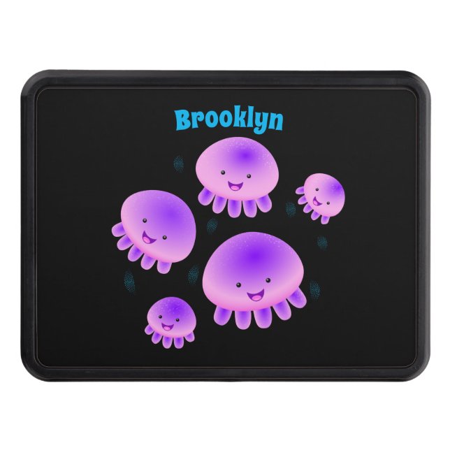 Cute pink purple jellyfish kawaii cartoon hitch cover (Front)
