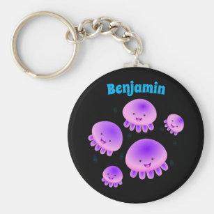 Keyring Circle Cartoon Jellyfish Sea Creature Jelly Fish  #44531