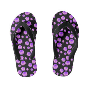 Cute pink purple jellyfish kawaii cartoon kid's flip flops