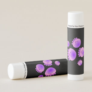 Cute pink purple jellyfish kawaii cartoon lip balm