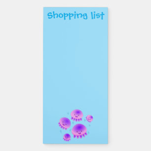 Cute pink purple jellyfish kawaii cartoon magnetic notepad