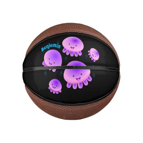 Cute pink purple jellyfish kawaii cartoon mini basketball