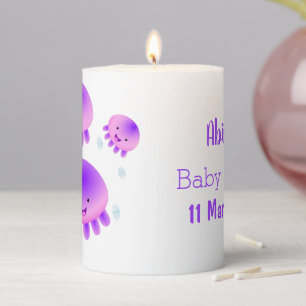 Cute pink purple jellyfish kawaii cartoon pillar candle