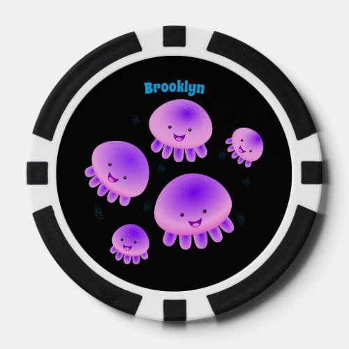 Cute pink purple jellyfish kawaii cartoon poker chips