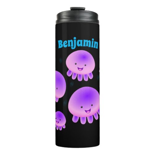 Cute pink purple jellyfish kawaii cartoon thermal tumbler