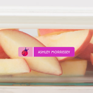 Cute Pink Purple Ladybug Kids Name Labels