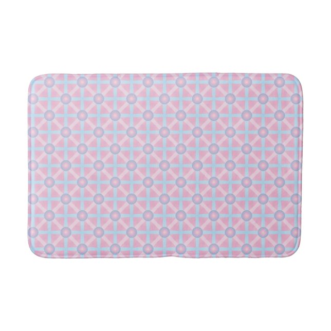 Cute Pink, Purple & Light Blue Pattern Bathroom Mat (Front)