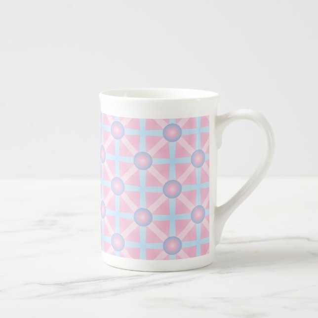 Cute Pink, Purple & Light Blue Pattern Bone China Mug (Right)