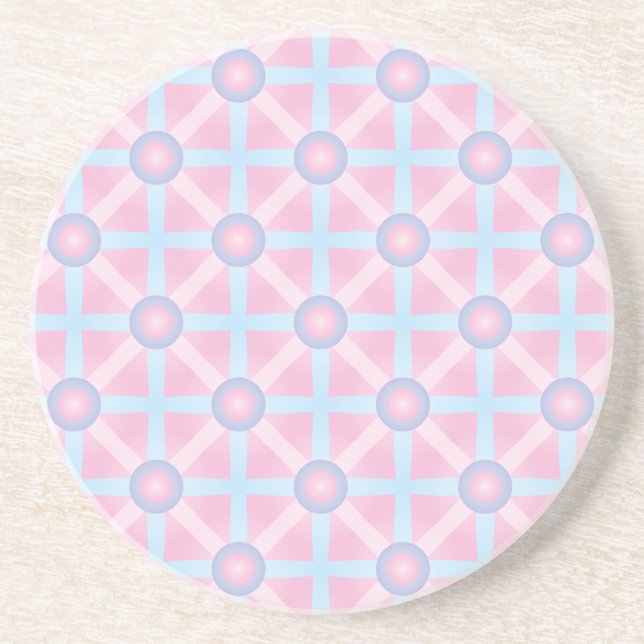Cute Pink, Purple & Light Blue Pattern Coaster (Front)