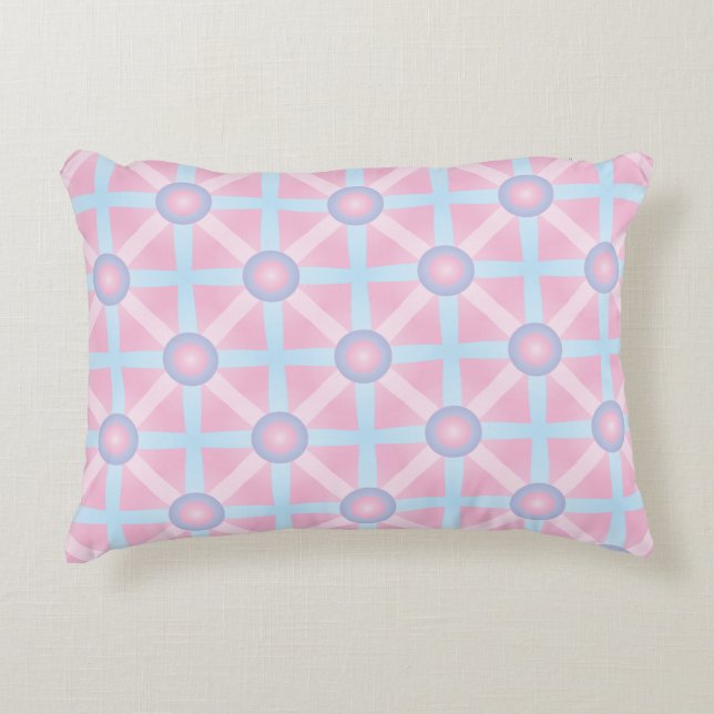 Cute Pink, Purple & Light Blue Pattern Decorative Pillow (Front)